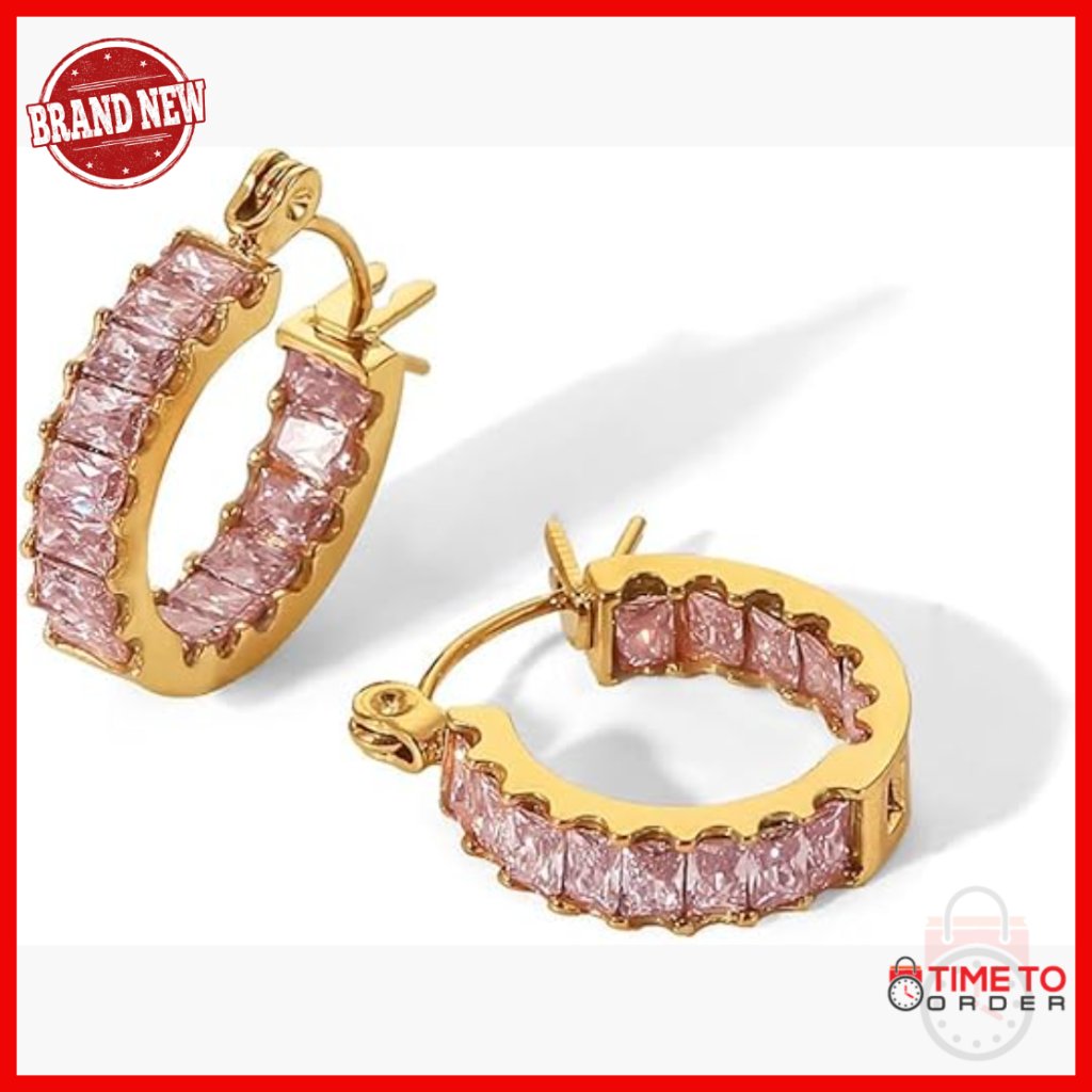14k Gold Over Sterling Silver Crystal Hoop Earrings, 18x16mm